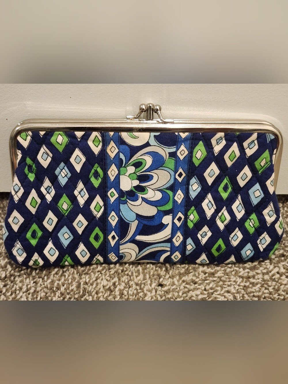 Vera BRADLEY Blue Patterned Quilted Clutch Wallet